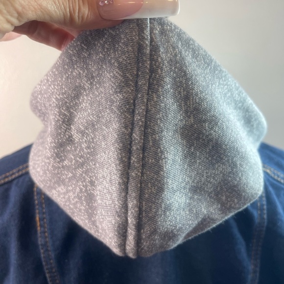 Womens CB 1962 Denim Hoodie Jacket Full Zip Blue Long Sleeve Zipper Pockets Y2K - Picture 6 of 8